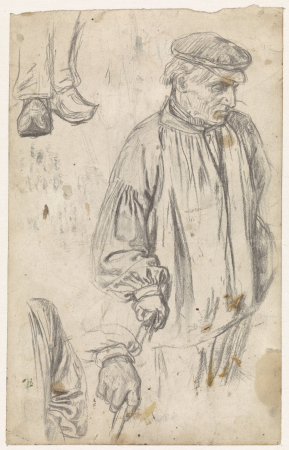 Studies van een boer met een stok, RP-T-1989-233(R), Thomas Simon Cool, between 1841 and 1870