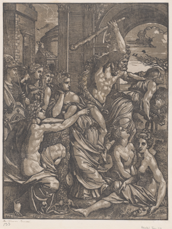 Hercules chasing Avarice from the temple of the Muses, Ugo da Carpi, ca. 1520–27