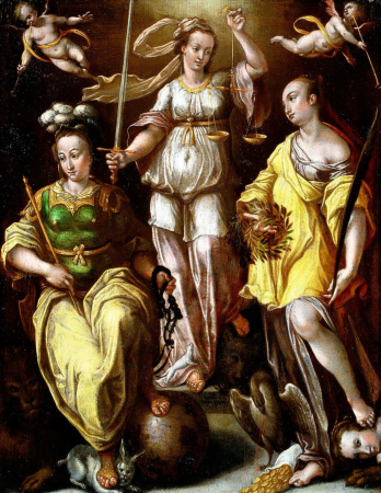 Allegories of Temperentia, Justitia and Liberta, Stradanus, {circa 1570