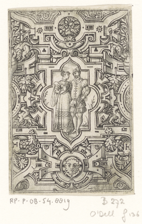 Man en vrouw in een rolwerk omlijsting, RP-P-OB-8819, between 1524 and 1562