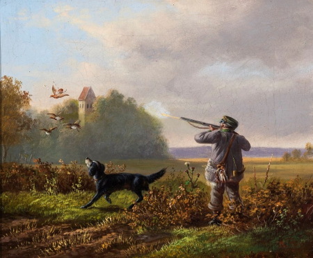 Moritz Müller (1841–1899) - Jäger bei der Rebhuhnjagd, 1868, Moritz Müller