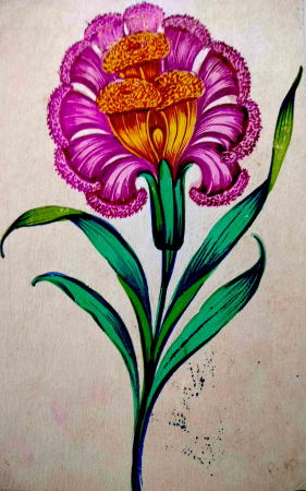 A flower in tempera by Gian Singh Naqqash 02, Gian Singh Naqqash