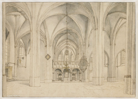 Saenredam - View of the Nave and Choir of the Sint-Cunerakerk, Rhenen, Looking East, RP-T-1899-A-4085, Pieter Jansz. Saenredam