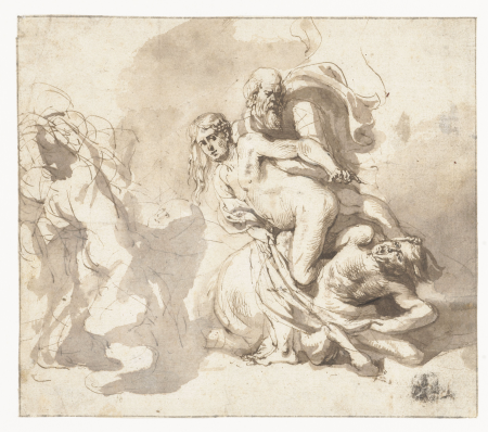 Strijd tussen Lapithen en Centauren, RP-T-1899-A-4302, Anthony van Dyck, between 1608 and 1610