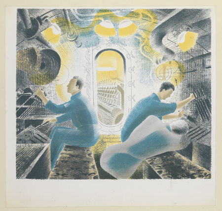 The Submarine Series. Diving controls while submerged - Lithograph PU8083, Eric Ravilious, 1941