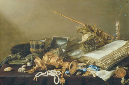 Vanitas Still Life with Overturned Gilded Cup and Chain, Pieter Claesz, circa 1630
