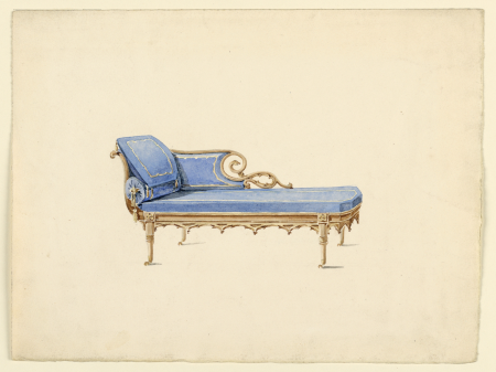 Drawing, Design for a Sofa in the Gothic Revival Style, ca. 1830, Augustus Charles Pugin, circa 1830