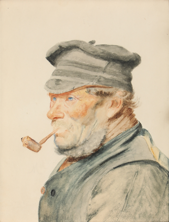 A fisherman with cap and pipe., Michael Peter Ancher, between 1867 and 1927