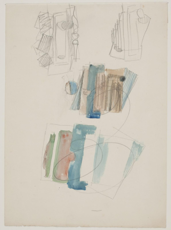 Study sheet with cubist composition, Vilhelm Lundstrøm
