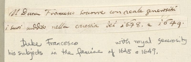 Francesco I d'Este Assists His Subjects with Great Generosity During the Great Famine of 1648 and 1649, from L'Idea di un Principe ed Eroe Cristiano in Francesco I d'Este, di Modena e Reggio Duca VIII [...], 1659