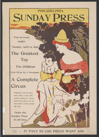 Free to every reader, Sunday, April 12th, 1896- the greatest toy for children ever given by a newspaper - a complete circus. LCCN2014649108, George Reiter Brill