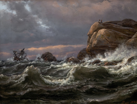 Shipwreck on the Coast between Larvik and Fredriksvern, Johan Christian Dahl, 1846