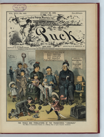 The trials and tribulations of the transferred "coburger" - F. Opper. LCCN2011661805, Frederick Burr Opper, 1885