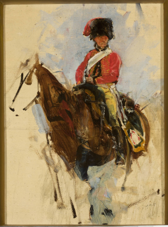 Sketch of a horseman, hussar, Maksymilian Gierymski, circa 1869