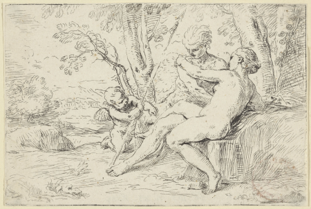 Venus en Adonis, RP-P-OB-35.535, Simone Cantarini, between 1622 and 1648