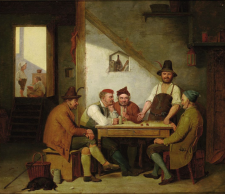 Dice players., Christian Andreas Schleisner, between 1828 and 1882