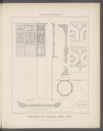 Examples of antient pulpits existing in England: selected and drawn form sketches and measurement taken on the spot, with descriptive letter-press, Francis Thomas Dollman