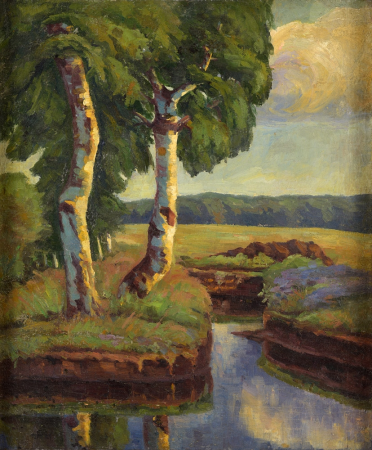 Hans Peter Feddersen Bachlauf mit Birken, Hans Peter Feddersen, 1921