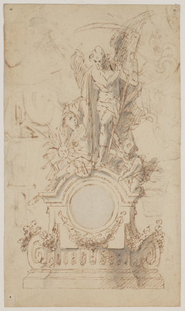 Design for a decorative clock with Saturn and angels, Jan Claudius de Cock, between 1682 and 1735