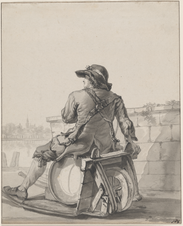 Man Sitting on a Cask on a Wheelbarrow, Jacob van Strij, circa 1787