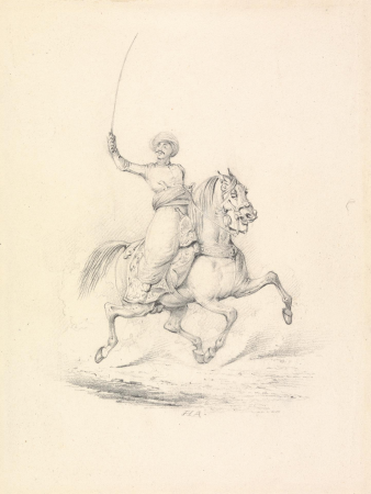 Turbaned Cavalryman, Right Arm with Curved Sword Upraised, Henry Thomas Alken, between 1827 and 1851