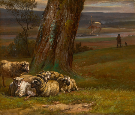 Sheep on a Riverbank, Johan Christian Dahl, 1824