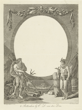 Medaillon met Neptunus en Mercurius, RP-P-1909-6473, Dirk Langendijk, between 1800 and 1841