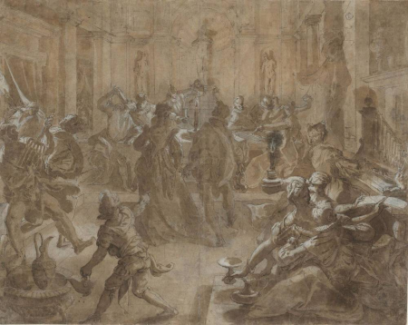 Nocturnal carousing with masquerade, Joos van Winghe, between 1570 and 1603