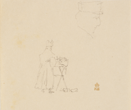 Figure sketch and a sketch of a head, Christen Købke, 1836