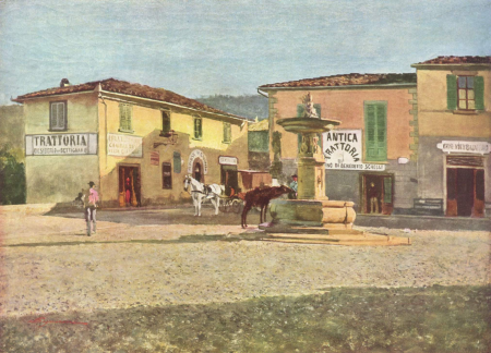 View of the "Piazzetta" (little square) of Settignano, Telemaco Signorini, circa 1880