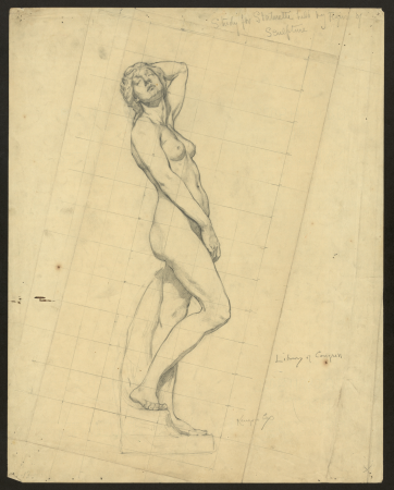 Study for statuette held by figure of Sculpture LCCN2004662300, Kenyon Cox, 1896