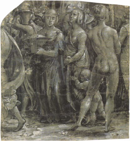Fragment of a Scene with Classical Figures, by Hans Holbein the Younger, circa 1520