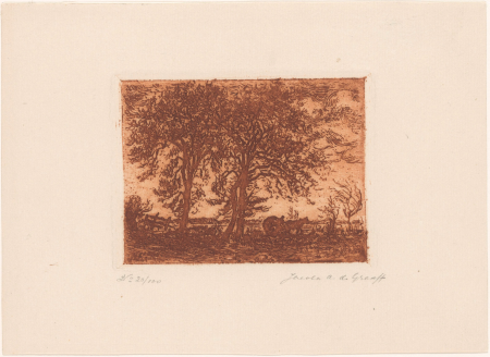 Agrarisch landschap in de schemering, RP-P-1937-739, Jacoba de Graaff, between 1867 and 1937