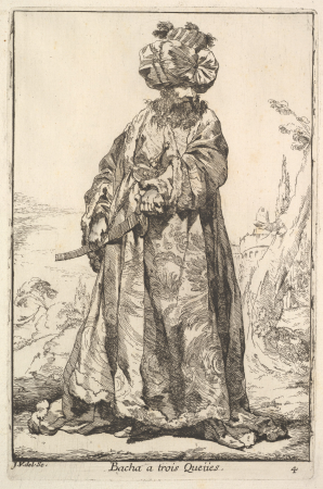 Pasha grasping a sword at his hip with both hands, from the series 'Caravan of the Sultan to Mecca' (Caravane du Sultan à la Mecque), Joseph-Marie Vien, 1748