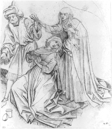 Fragment of a Descent from the Cross - Three Figures for a Lamentation, Vrancke van der Stockt, circa 1470