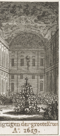 Viewing the large chandelier, Simon Fokke, between 1779 and 1781