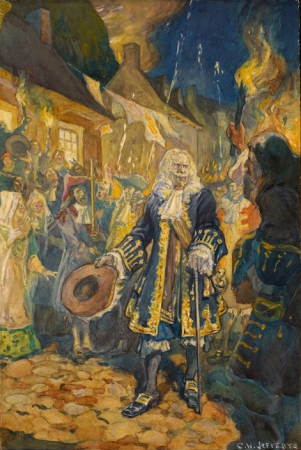 Reception of Count de Frontenac during his return to Quebec in October 1689., Charles William Jefferys, between 1915 and 1925