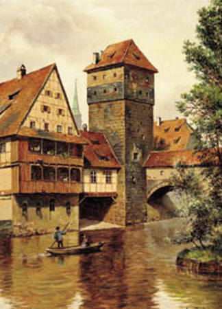 View at the Wasserturm in Nuremberg., August Fischer, 1916