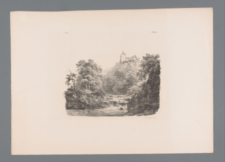 Landschap met rivier en kasteel, RP-P-OB-28.803, Barend Cornelis Koekkoek, between 1844 and 1845