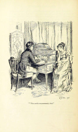 Illustration by C E Brock for Pride and Prejudice - You write uncommonly fast, Charles Edmund Brock, 1895