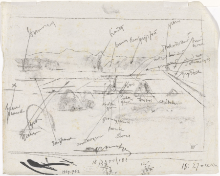 Bollenvelden met in de verte duinen, met kleurnotities, RP-T-1969-762(V), Gerrit Willem Dijsselhof, between 1876 and 1924