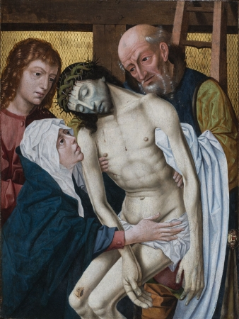 The Descent of The Cross. With the Virgin, St. John and Joseph of Arimathea. Jesus, in the center, is shown to below the knees., Rogier van der Weyden, between 1450 and 1500