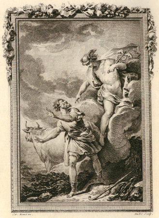 Mercury transforms the shepherd Battus into a touchstone, Charles Monnet