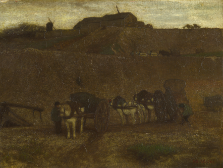 Men unloading Carts, Montmartre, Matthijs Maris, 1870