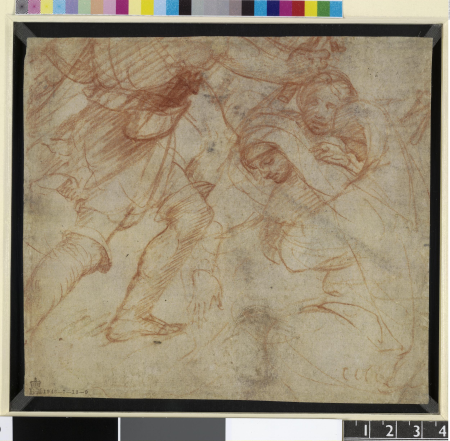 Roberti - Attributed to - Verso The swooning Virgin supported by the Maries, a male figure at l, 1946,0713.9, Ercole de' Roberti