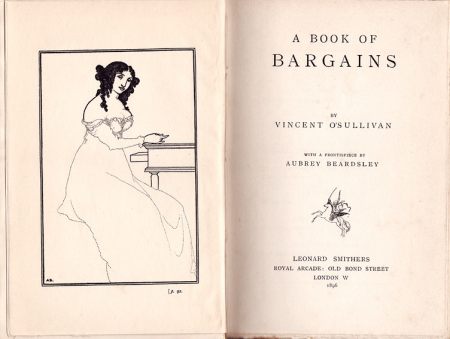 O'Sullivan A Book of Bargain title page and frontispice, Aubrey Beardsley, 1896