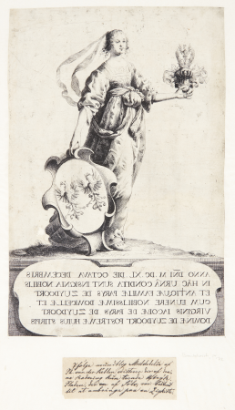 Female figure with shield and helmet in hands, Jan Gerritsz van Bronckhorst, 1640