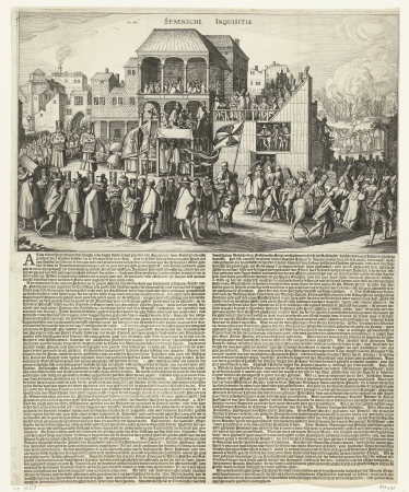 Auto-da-fe in Valladolid, 1558 Spaensche Inquisitie (titel op object), RP-P-OB-78.857, between 1625 and 1650