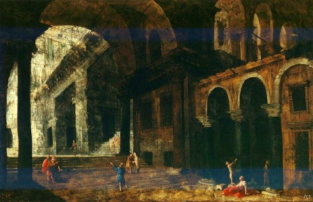 Fantastic architecture of a prison courtyard., Michele Marieschi, before 1736