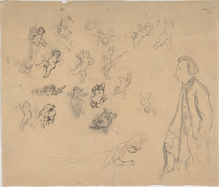 Sheet with putti and several figures, Félicien Rops